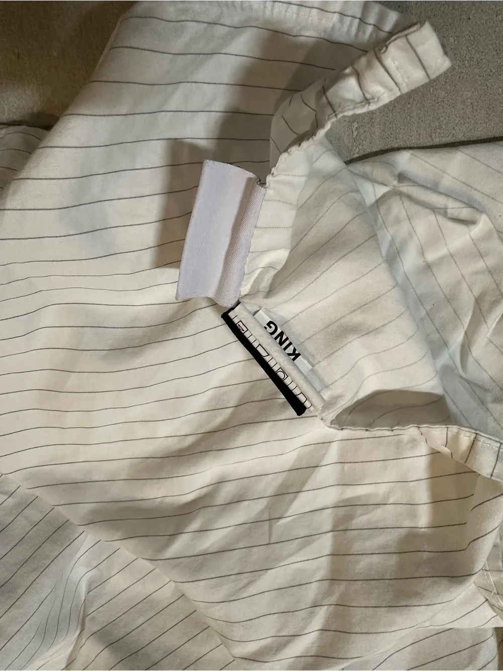 Brooklinen White Pinstripe 100% cotton king flat sheet only